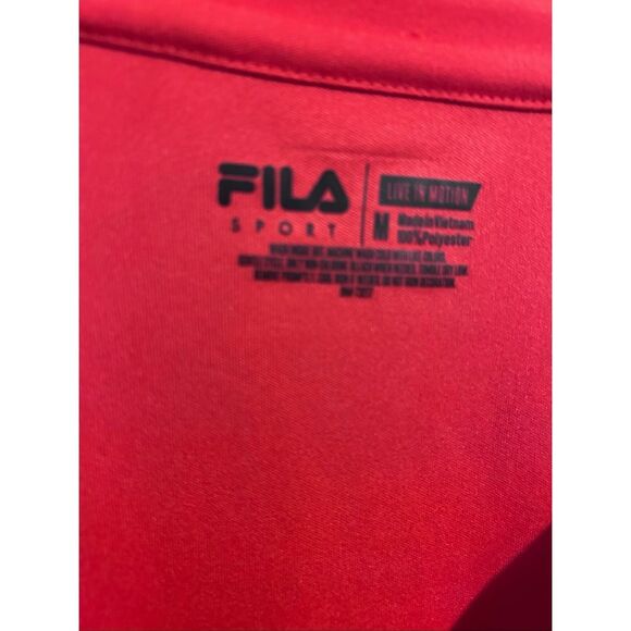 Fila Sport Performance Live in Motion V- Neck Long Sleeve Top Red Size M - Picture 2 of 8